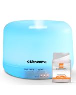 Kit Ultraroma Branco + Refil By CB 100ml - Aromatizador Umidificador e Difusor Ultrassônico Para Aromaterapia 500ml Led